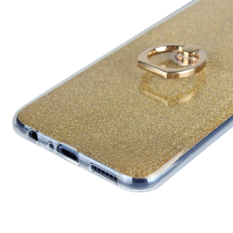 For OPPO R17 Glittery Powder Shockproof TPU Protective Case with Ring Holder