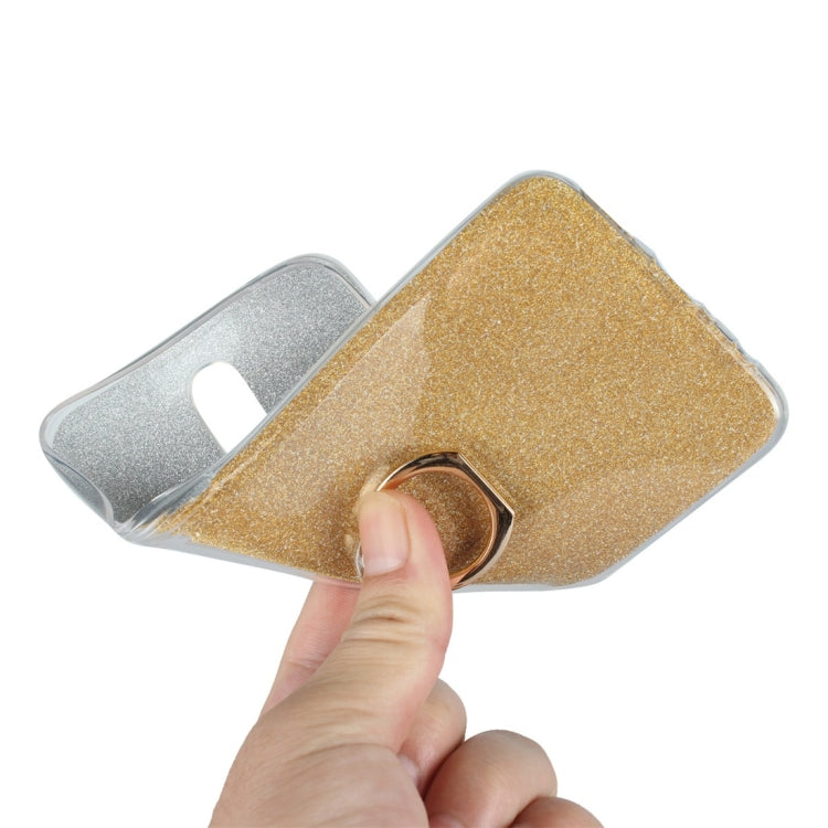 For OPPO R17 Glittery Powder Shockproof TPU Protective Case with Ring Holder