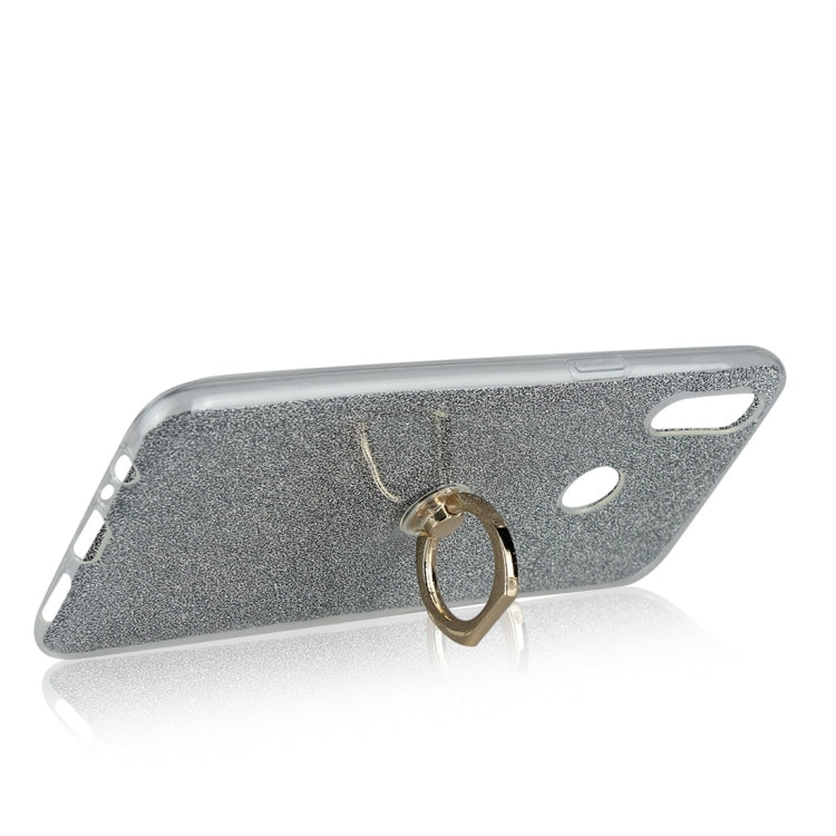 For OPPO Realme 3 Glittery Powder Shockproof TPU Protective Case with Ring Holder