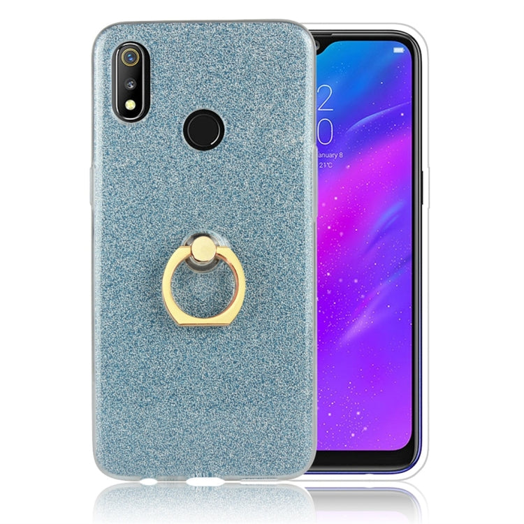 For OPPO Realme 3 Glittery Powder Shockproof TPU Protective Case with Ring Holder