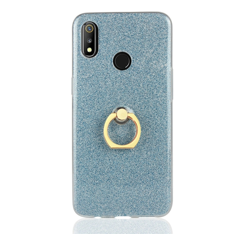 For OPPO Realme 3 Glittery Powder Shockproof TPU Protective Case with Ring Holder