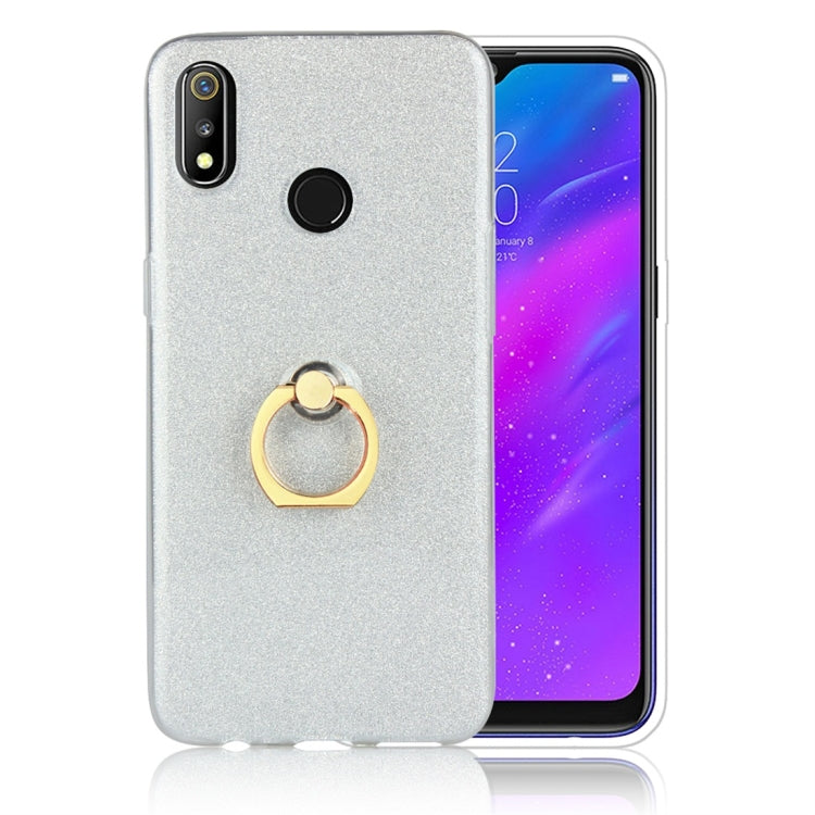 For OPPO Realme 3 Glittery Powder Shockproof TPU Protective Case with Ring Holder