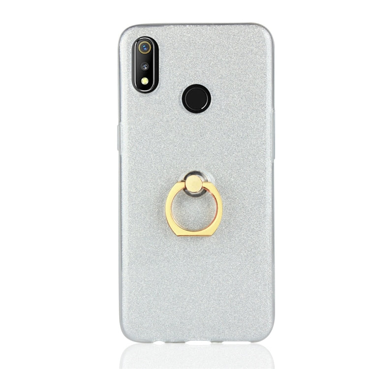 For OPPO Realme 3 Glittery Powder Shockproof TPU Protective Case with Ring Holder