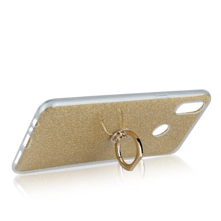 For OPPO Realme 3 Glittery Powder Shockproof TPU Protective Case with Ring Holder