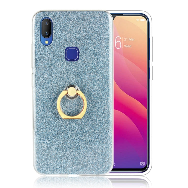 For Vivo V11i Glittery Powder Shockproof TPU Protective Case with Ring Holder