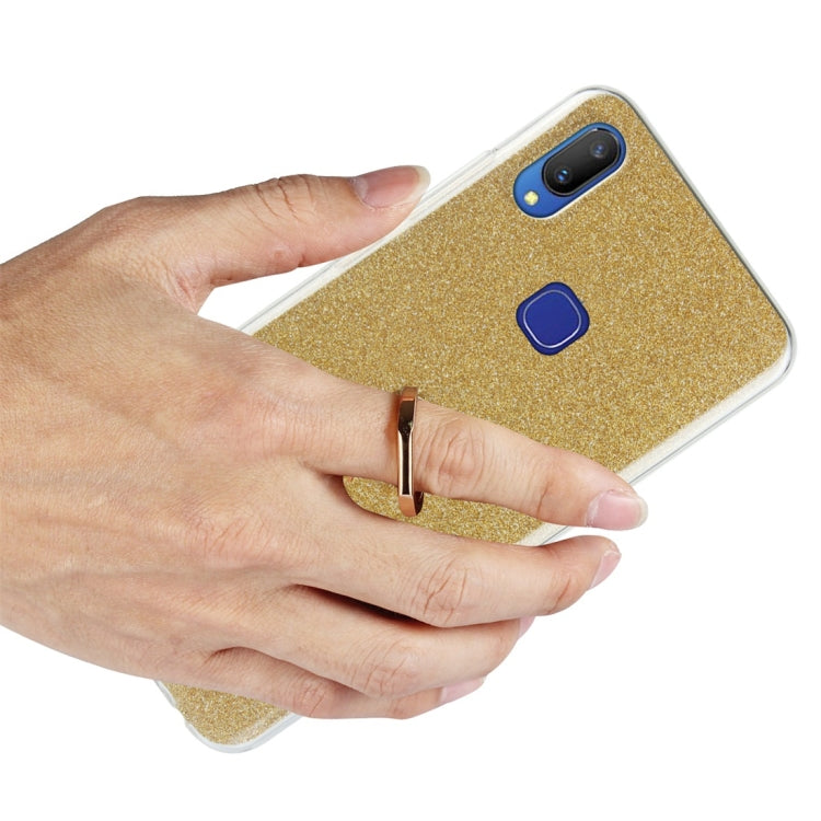 For Vivo V11i Glittery Powder Shockproof TPU Protective Case with Ring Holder