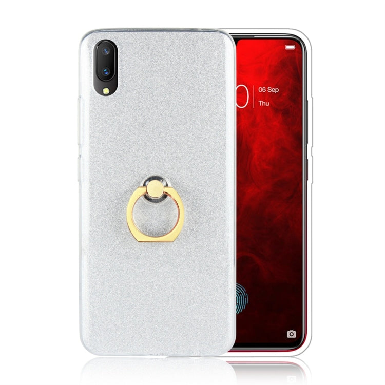 For Vivo V11 Glittery Powder Shockproof TPU Protective Case with Ring Holder
