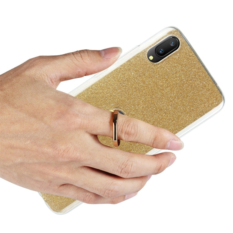 For Vivo V11 Glittery Powder Shockproof TPU Protective Case with Ring Holder