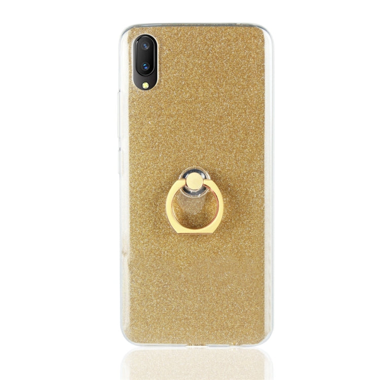 For Vivo V11 Glittery Powder Shockproof TPU Protective Case with Ring Holder