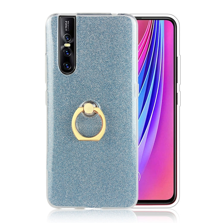 For Vivo V15 Pro Glittery Powder Shockproof TPU Protective Case with Ring Holder