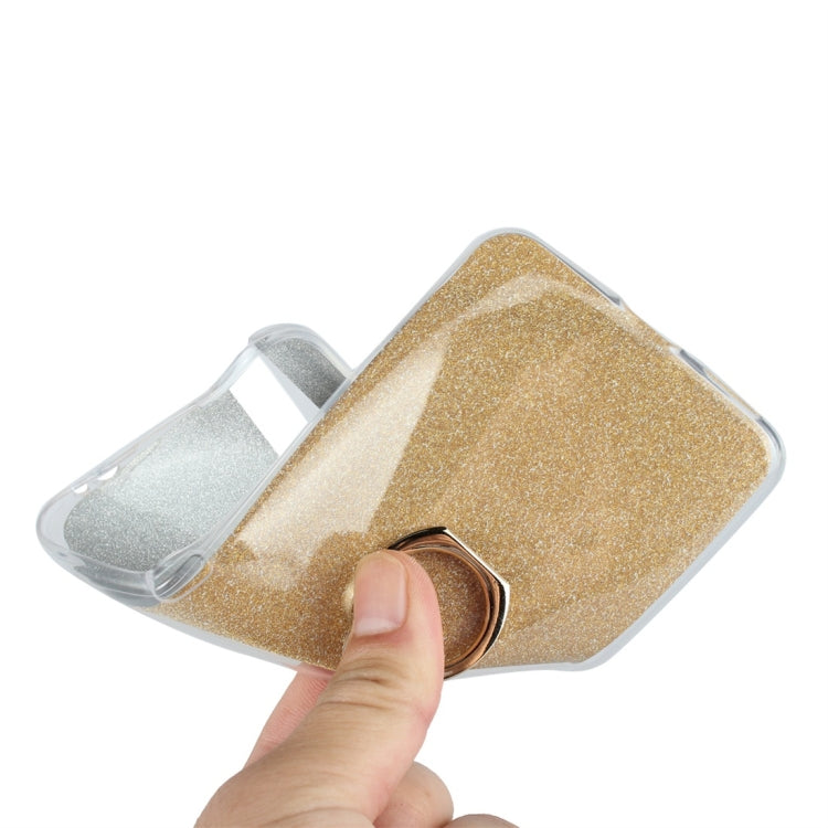 For Vivo V15 Pro Glittery Powder Shockproof TPU Protective Case with Ring Holder