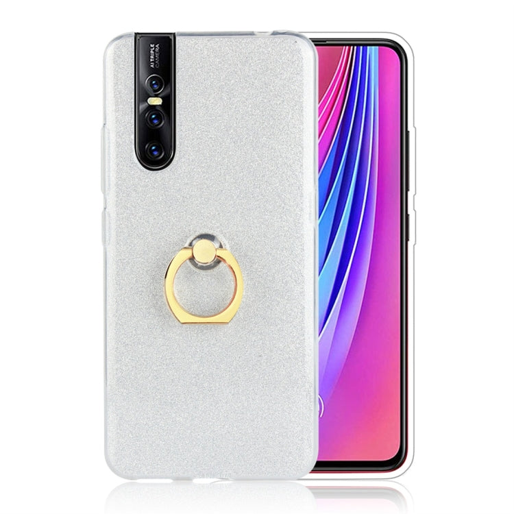 For Vivo V15 Pro Glittery Powder Shockproof TPU Protective Case with Ring Holder