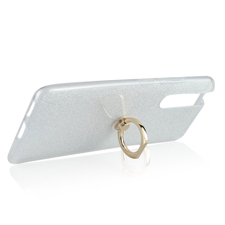 For Vivo V15 Pro Glittery Powder Shockproof TPU Protective Case with Ring Holder