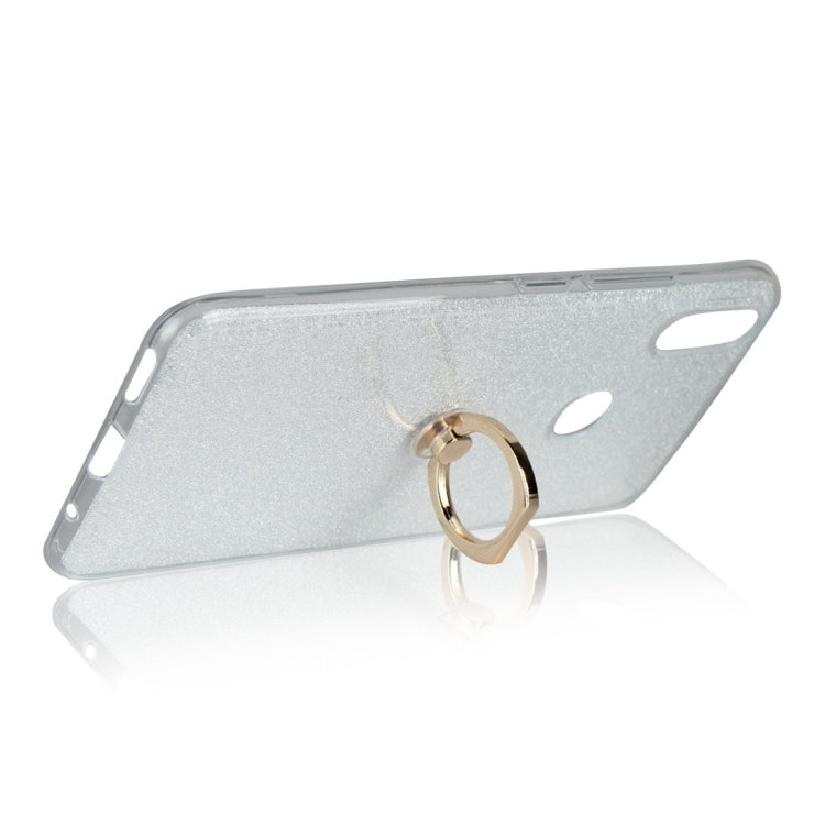 For Vivo X21i Glittery Powder Shockproof TPU Protective Case with Ring Holder