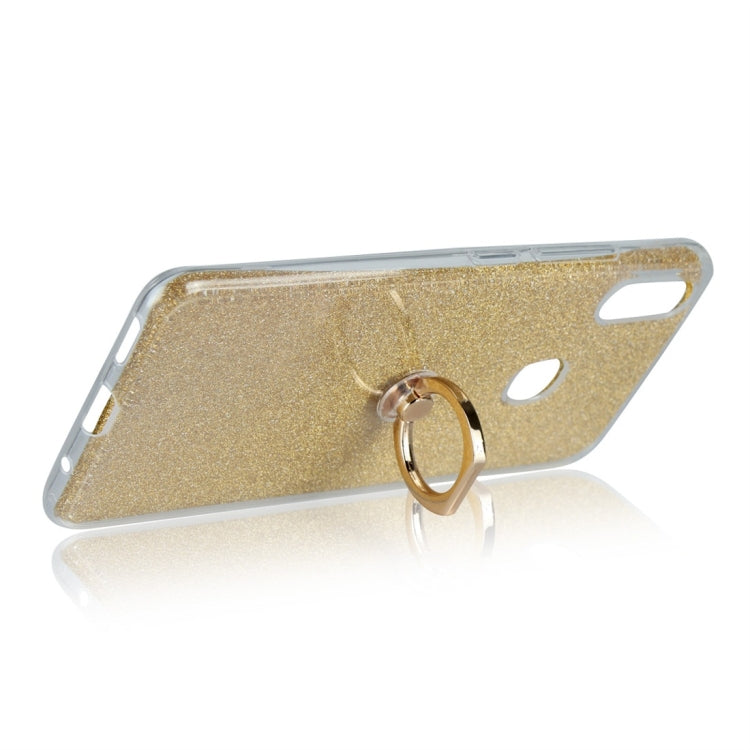 For Vivo X21i Glittery Powder Shockproof TPU Protective Case with Ring Holder