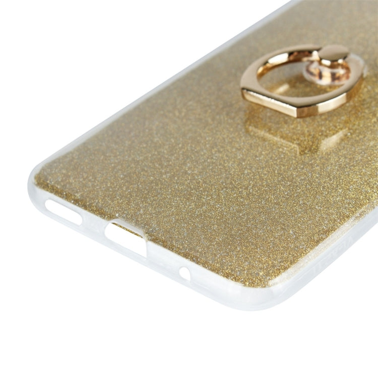 For Vivo X21i Glittery Powder Shockproof TPU Protective Case with Ring Holder