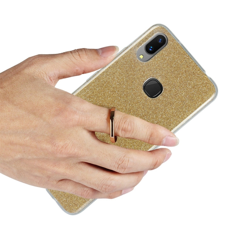 For Vivo X21i Glittery Powder Shockproof TPU Protective Case with Ring Holder