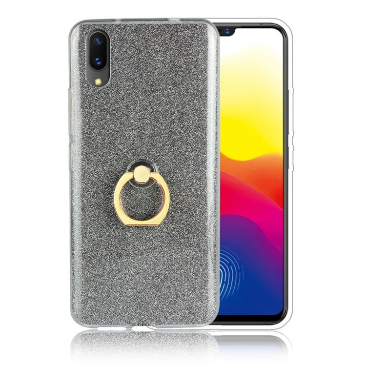 For Vivo X21 UD Glittery Powder Shockproof TPU Protective Case with Ring Holder
