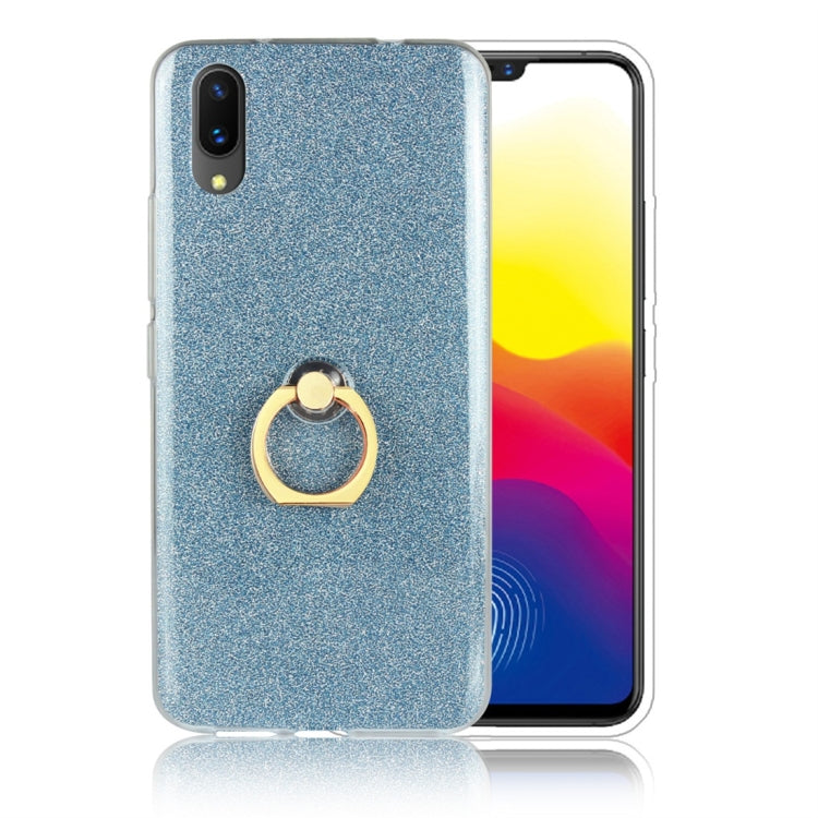 For Vivo X21 UD Glittery Powder Shockproof TPU Protective Case with Ring Holder