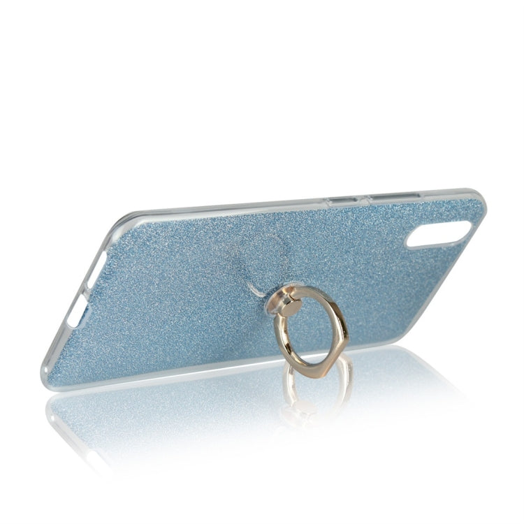 For Vivo X21 UD Glittery Powder Shockproof TPU Protective Case with Ring Holder