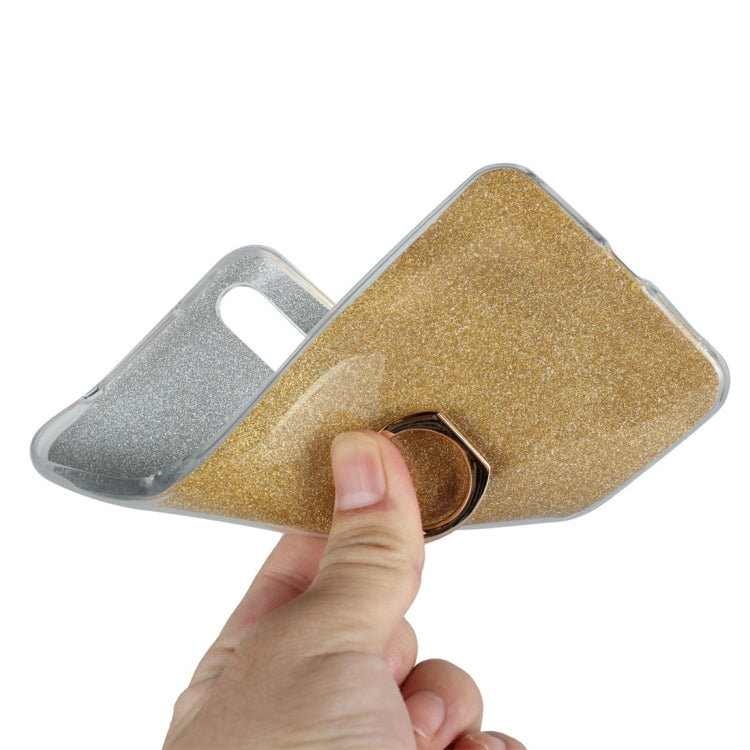 For Vivo X21 UD Glittery Powder Shockproof TPU Protective Case with Ring Holder