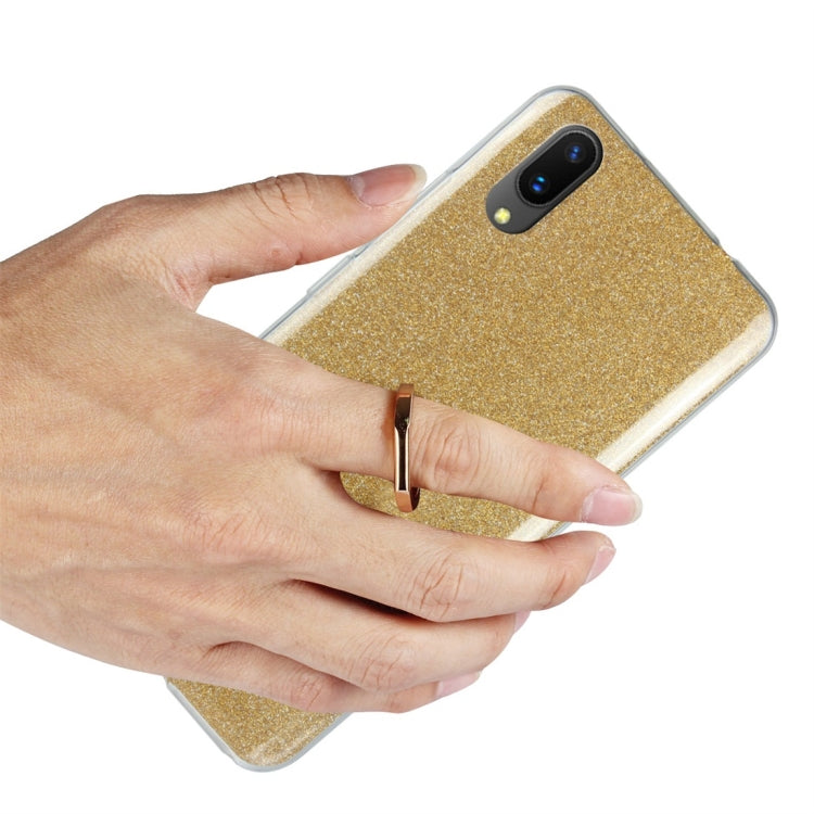 For Vivo X21 UD Glittery Powder Shockproof TPU Protective Case with Ring Holder