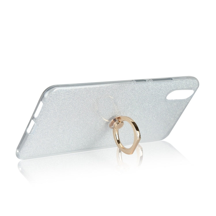 For Vivo X21 UD Glittery Powder Shockproof TPU Protective Case with Ring Holder