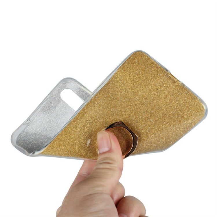 For Vivo X21 Glittery Powder Shockproof TPU Protective Case with Ring Holder