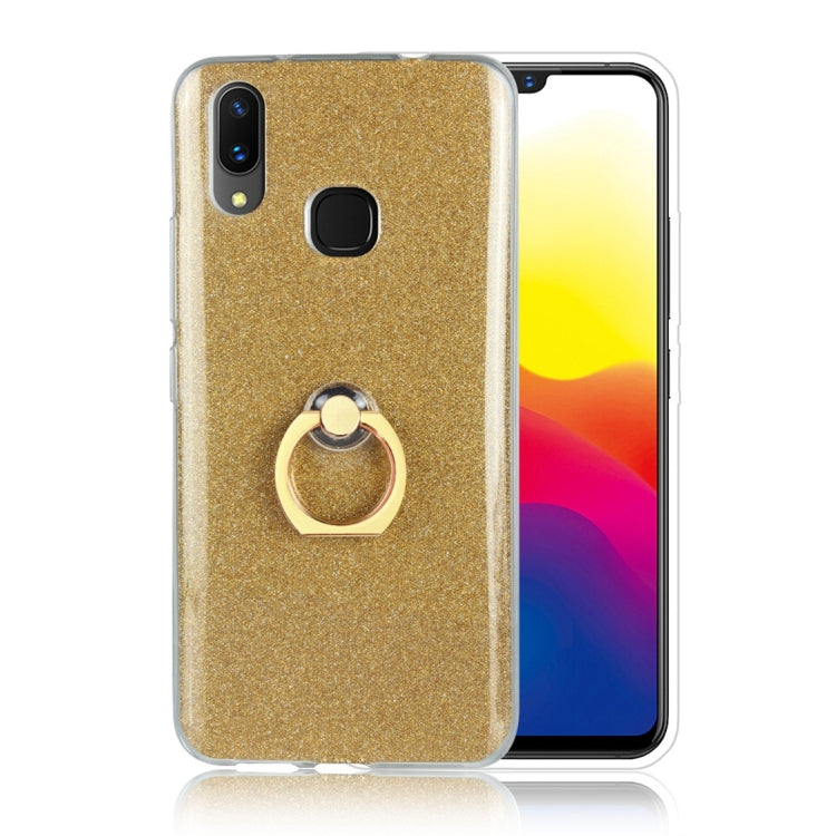 For Vivo X21 Glittery Powder Shockproof TPU Protective Case with Ring Holder