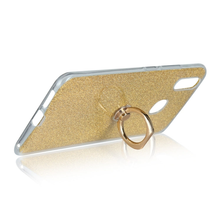 For Vivo X21 Glittery Powder Shockproof TPU Protective Case with Ring Holder