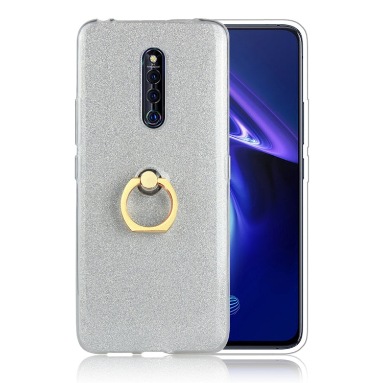For Vivo X27 Pro Glittery Powder Shockproof TPU Protective Case with Ring Holder