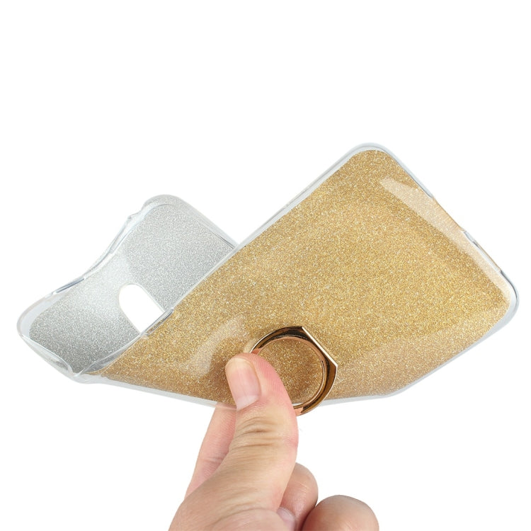 For Vivo X27 Pro Glittery Powder Shockproof TPU Protective Case with Ring Holder