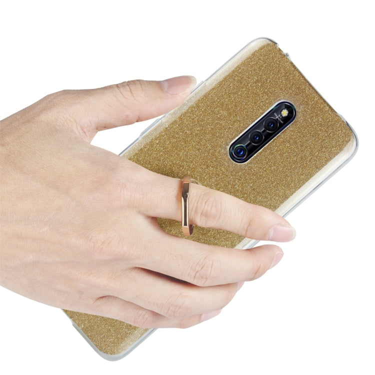 For Vivo X27 Pro Glittery Powder Shockproof TPU Protective Case with Ring Holder