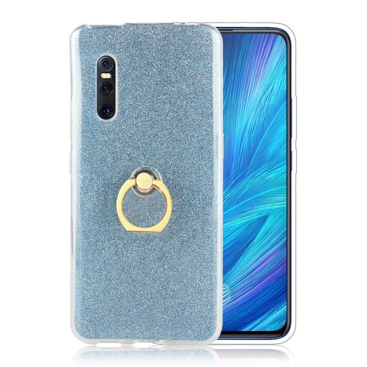 For Vivo X27 Glittery Powder Shockproof TPU Protective Case with Ring Holder