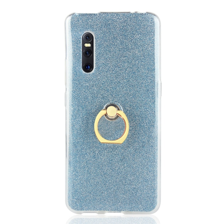 For Vivo X27 Glittery Powder Shockproof TPU Protective Case with Ring Holder