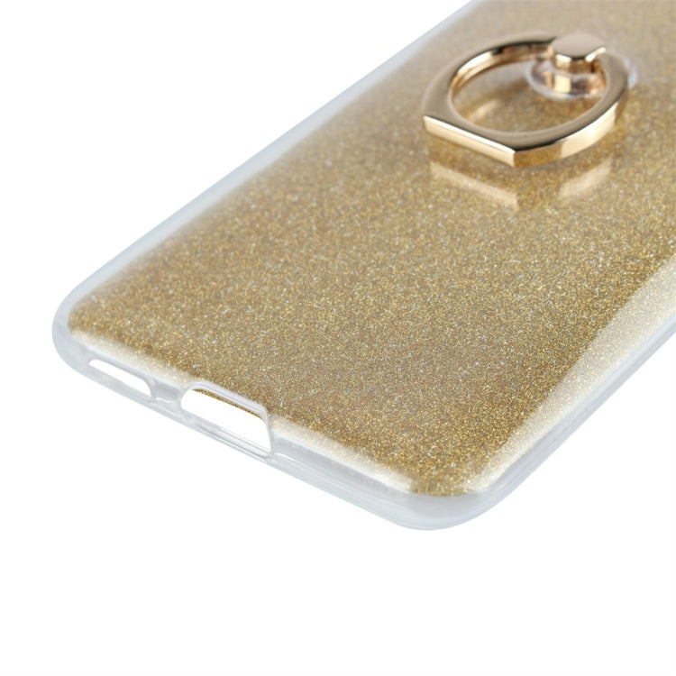 For Vivo X27 Glittery Powder Shockproof TPU Protective Case with Ring Holder