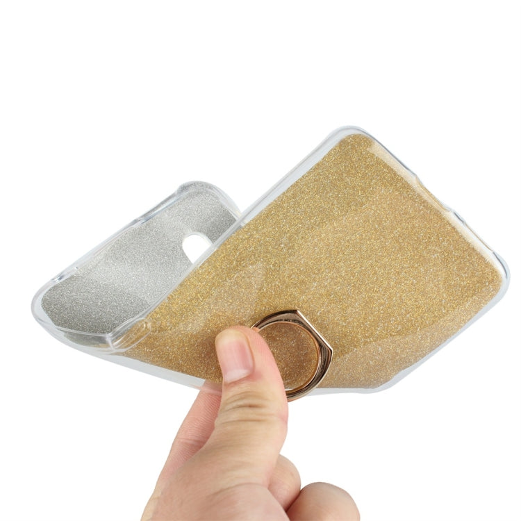 For Vivo X27 Glittery Powder Shockproof TPU Protective Case with Ring Holder