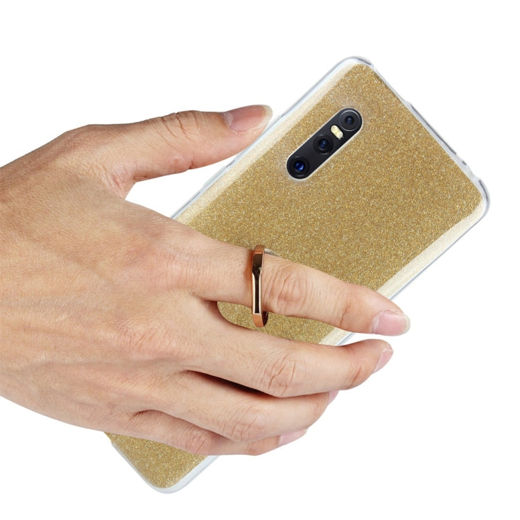 For Vivo X27 Glittery Powder Shockproof TPU Protective Case with Ring Holder