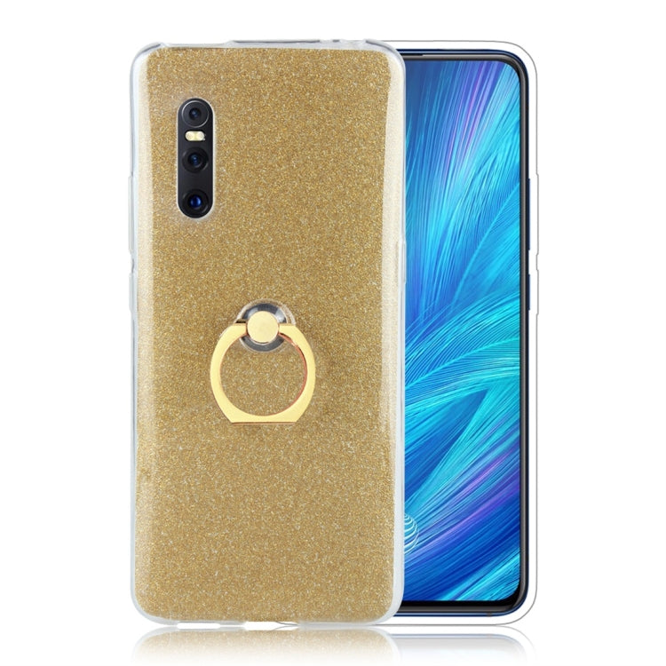 For Vivo X27 Glittery Powder Shockproof TPU Protective Case with Ring Holder