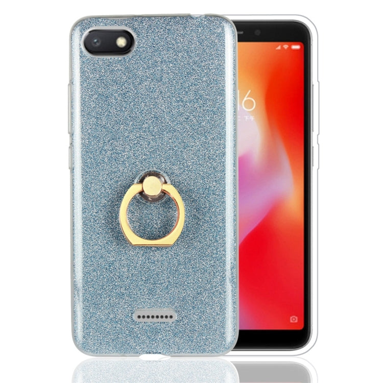For Xiaomi Redmi 6A Glittery Powder Shockproof TPU Protective Case with Ring Holder