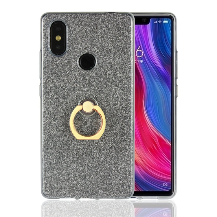 For Xiaomi Mi 8 SE Glittery Powder Shockproof TPU Protective Case with Ring Holder