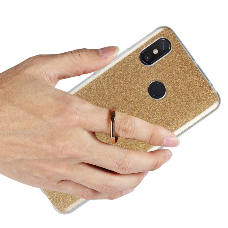 For Xiaomi Mi Max 3 Glittery Powder Shockproof TPU Protective Case with Ring Holder