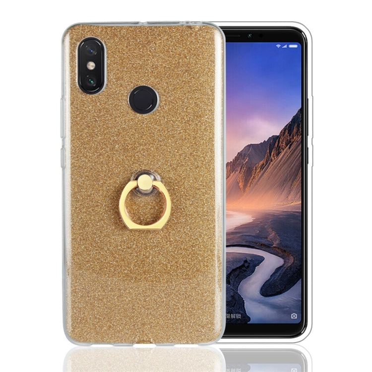 For Xiaomi Mi Max 3 Glittery Powder Shockproof TPU Protective Case with Ring Holder