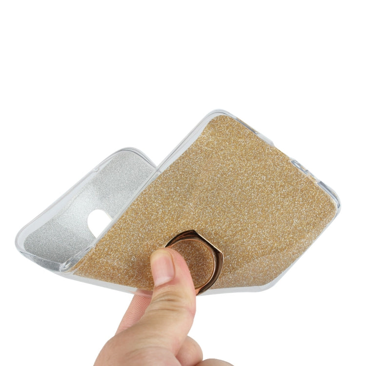 For OnePlus 6 Glittery Powder Shockproof TPU Protective Case with Ring Holder