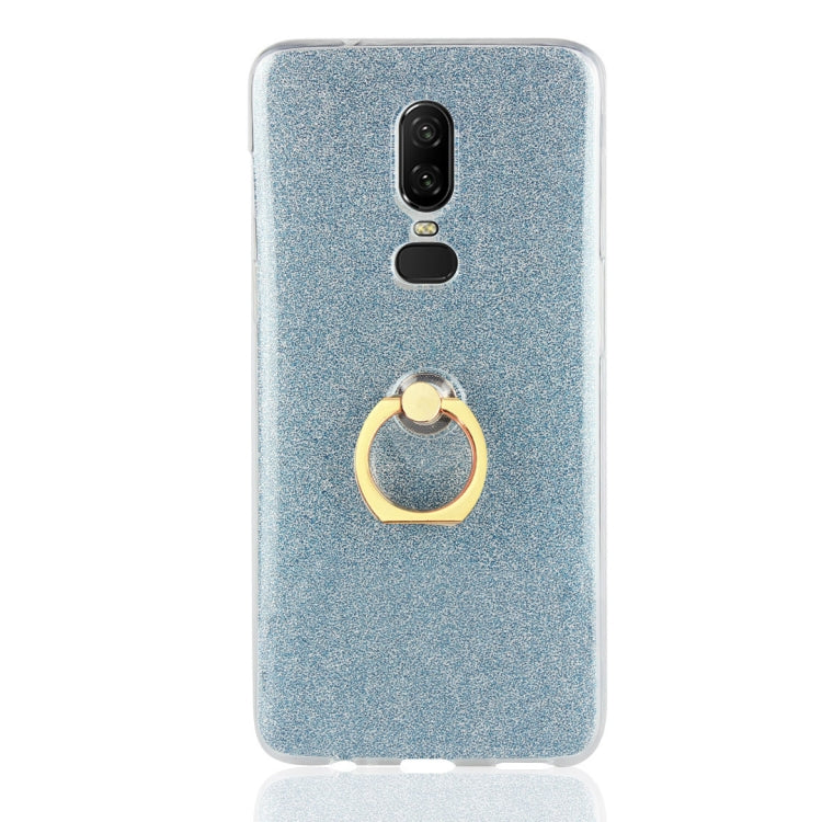 For OnePlus 6 Glittery Powder Shockproof TPU Protective Case with Ring Holder
