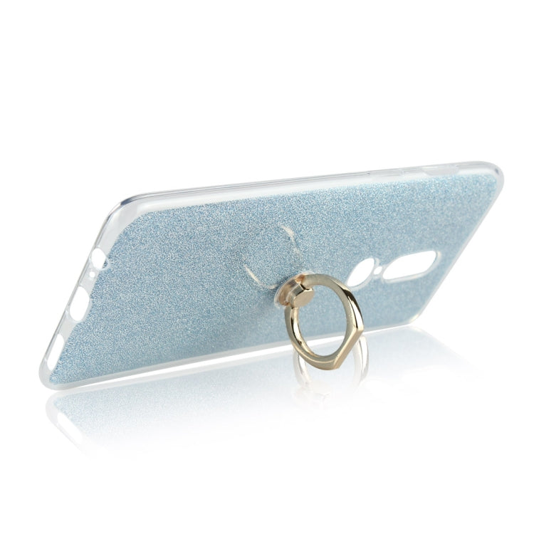 For OnePlus 6 Glittery Powder Shockproof TPU Protective Case with Ring Holder