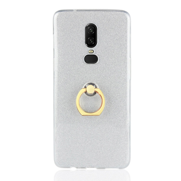 For OnePlus 6 Glittery Powder Shockproof TPU Protective Case with Ring Holder