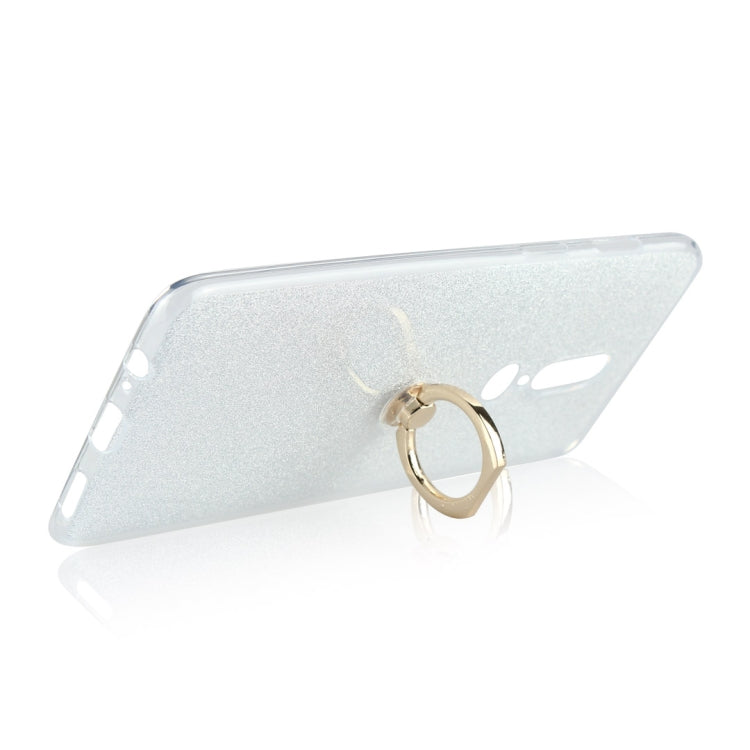For OnePlus 6 Glittery Powder Shockproof TPU Protective Case with Ring Holder