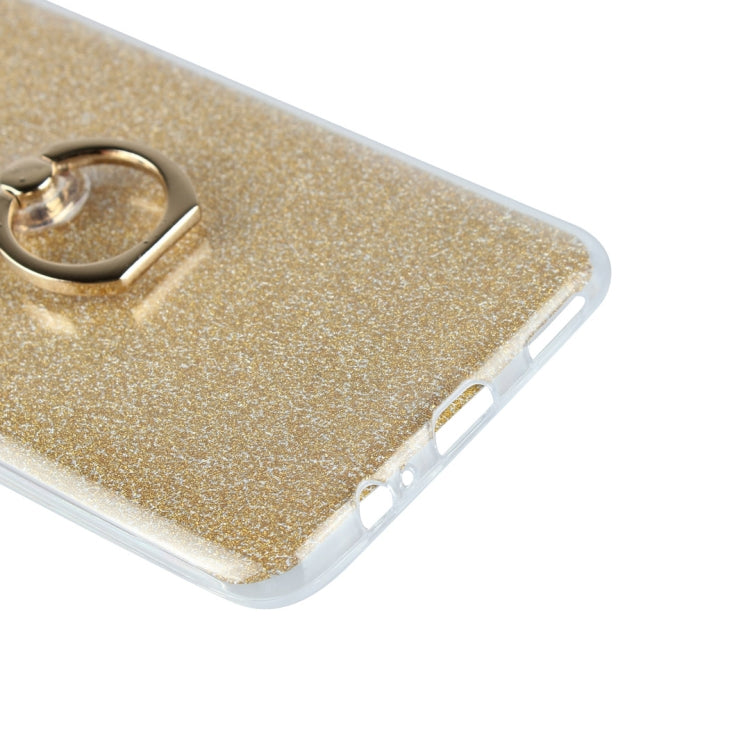 For OnePlus 6 Glittery Powder Shockproof TPU Protective Case with Ring Holder