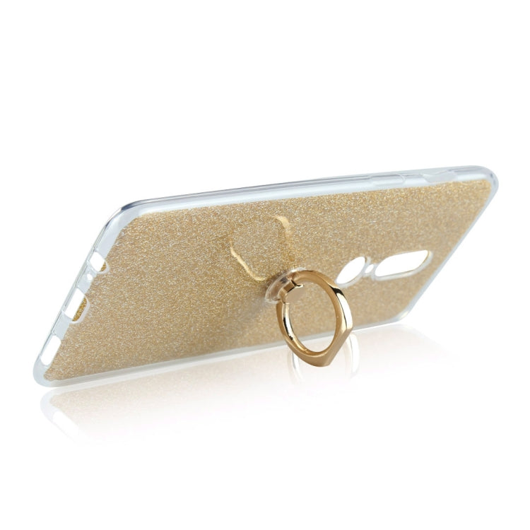 For OnePlus 6 Glittery Powder Shockproof TPU Protective Case with Ring Holder